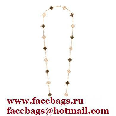 Van Cleef  &  Arpels Onyx Vintage Alhambra Necklace black with pink gold diamonds